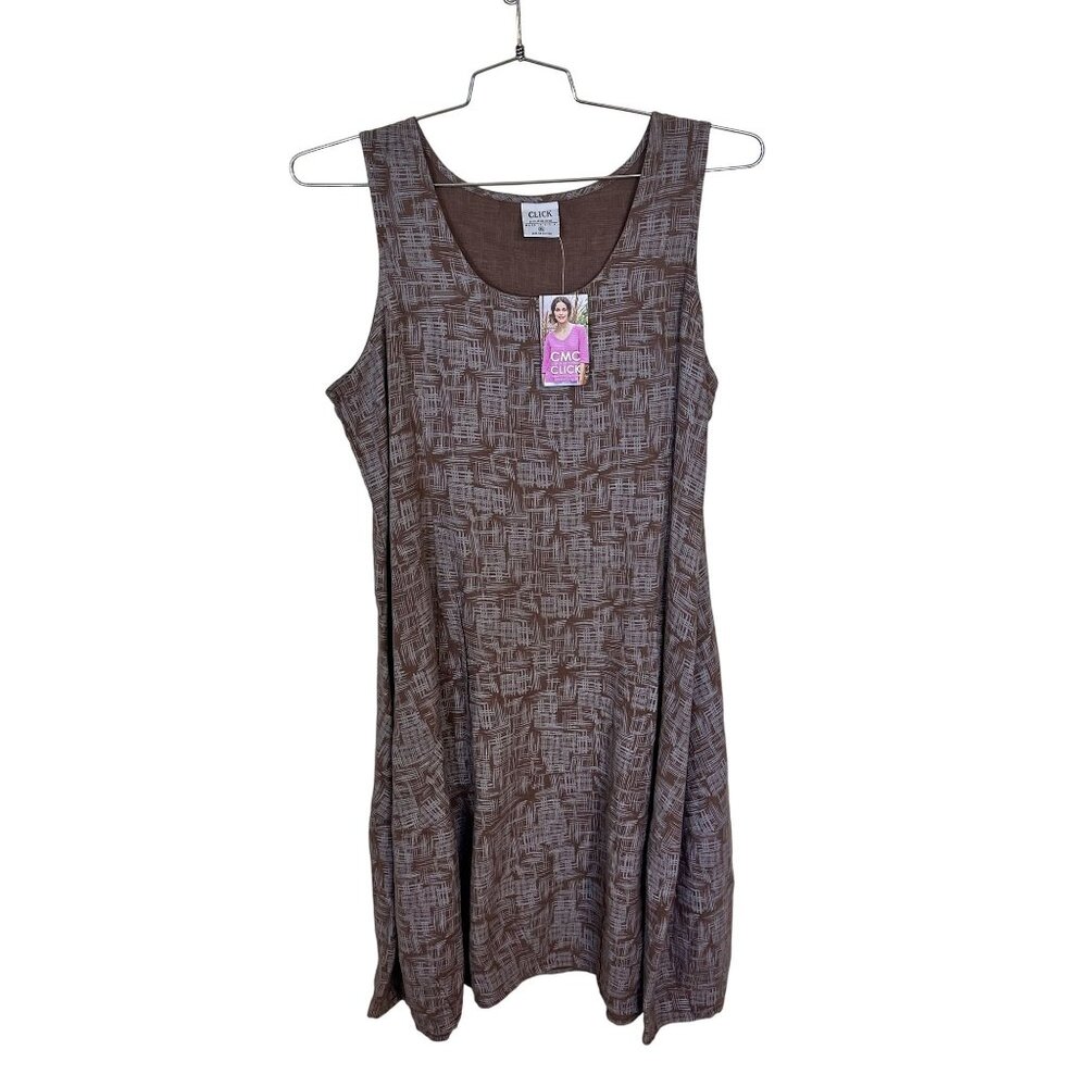 Womens Brown Sleeveless Midi Dress By Click Color Me Cotton XL NWT Lagenlook